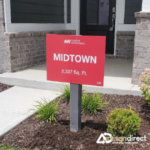 Model Home | Artisan Direct Model Home Sign Displaying Name and Square Footage in a New Home Community.