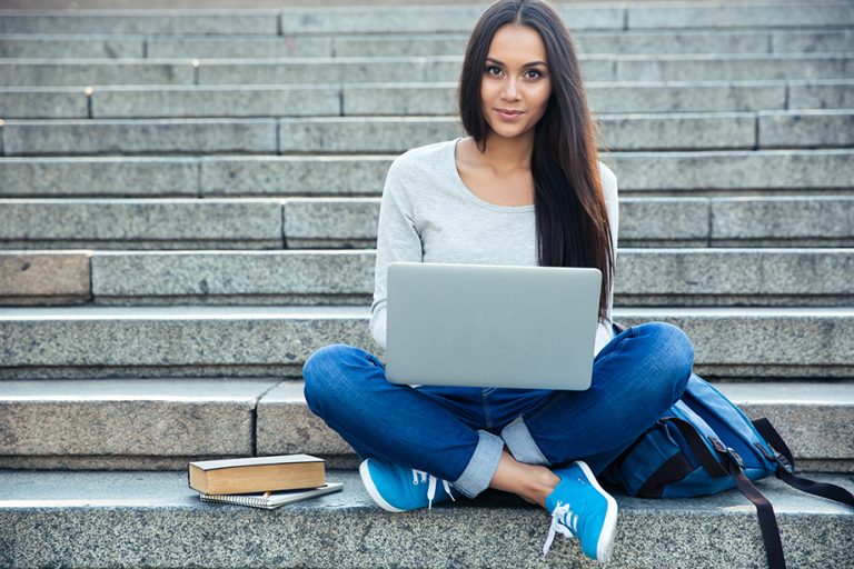 woman using a laptop