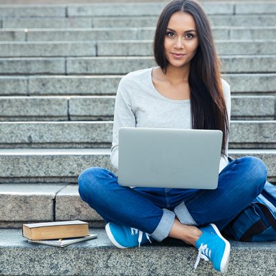 woman using a laptop